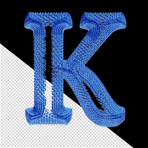 PSD symbol wykonany z niebieskiego dolara 3d znaki litera k