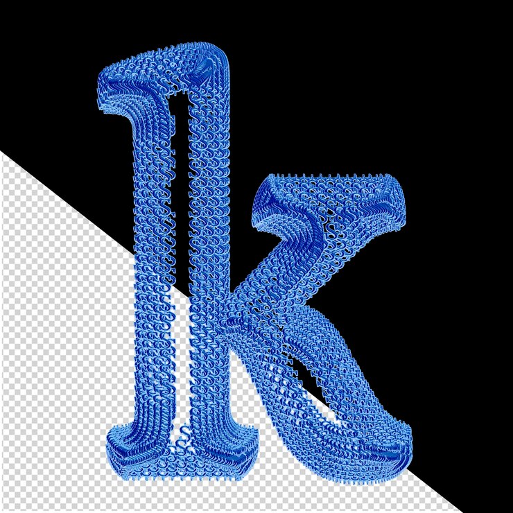 PSD symbol wykonany z niebieskiego dolara 3d znaki litera k