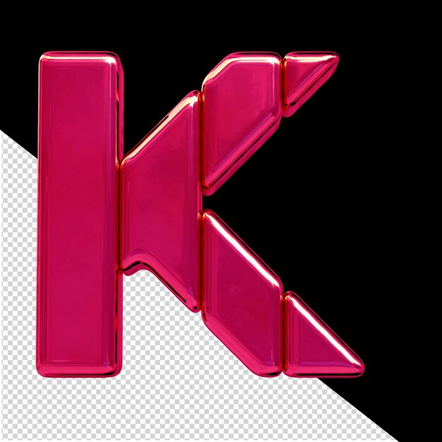 PSD symbol wykonany z różowych pionowych bloków litera k
