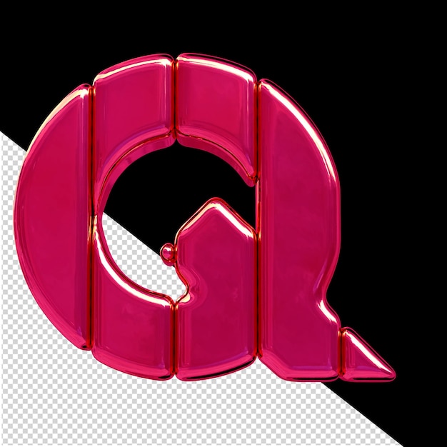 PSD symbol wykonany z różowych pionowych bloków litera q
