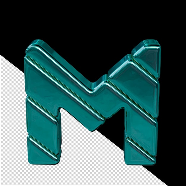 Symbol wykonany z ukośnej turkusowej 3d bloków litery m