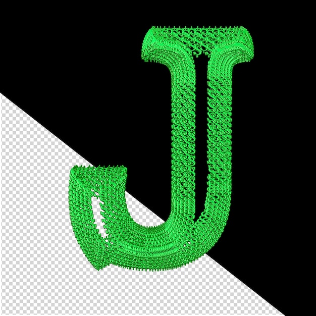 PSD symbol wykonany z zielonego dolara 3d znaki litera j