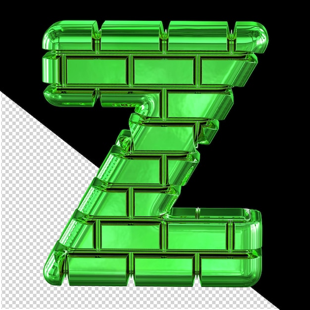 PSD symbol wykonany z zielonej cegły litera z
