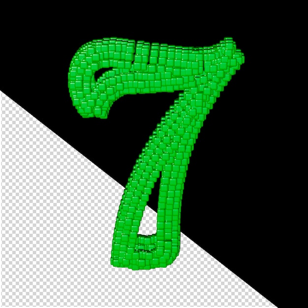 PSD symbol wykonany z zielonych kostek 3d numer 7