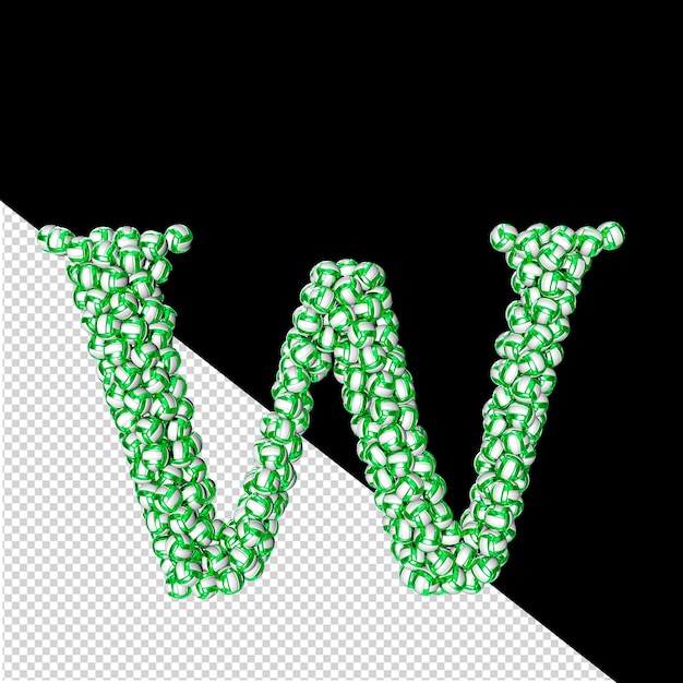 PSD symbol wykonany z zielonych piłek siatkówki litera w