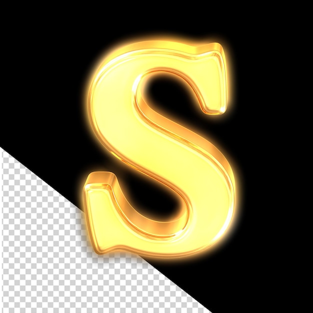 PSD symbol wykonany ze świecącej złotej litery s