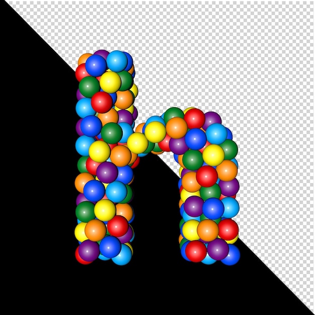 Symbol Z Kolekcji Liter Wykonanych Z Kul W Kolorach Tęczy Na Przezroczystym Tle. 3d Litera H