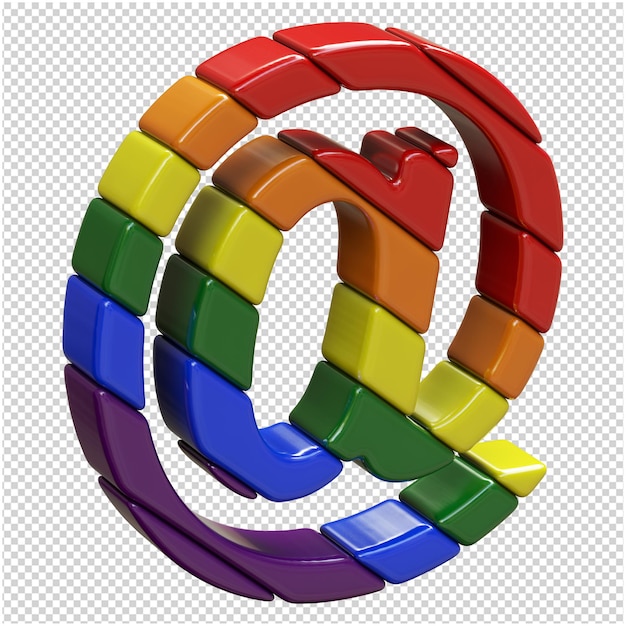 PSD symbole kolorów flag lgbt są zwrócone w prawo. symbol 3d