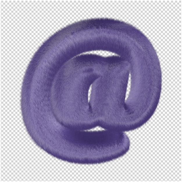 PSD symbole wykonane z fioletowego futra. symbol 3d