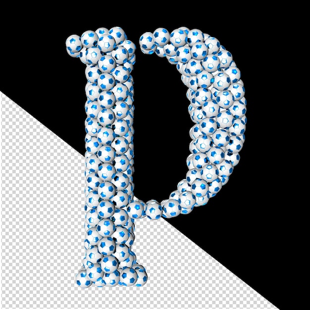 PSD symbole wykonane z niebieskich piłek piłkarskich litera p