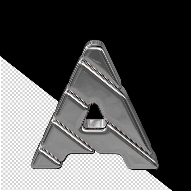 Symbolen gemaakt van diagonale zilveren 3D-blokken letter a