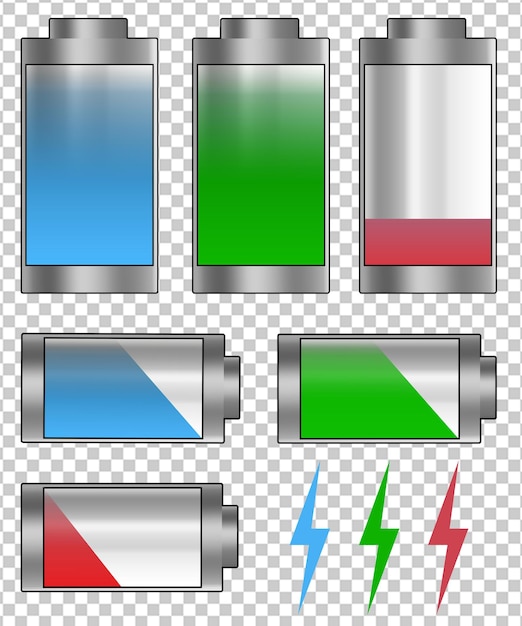 symbolen voor de oplaadstatus van de accu Accu vol Half vol en leeg set