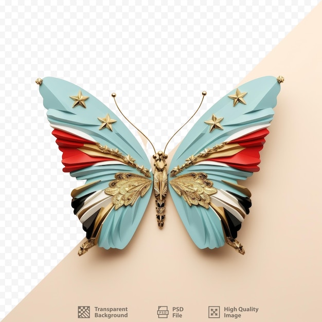 PSD symbolic butterflies with flags representing kazakhstan and tunisia s relations