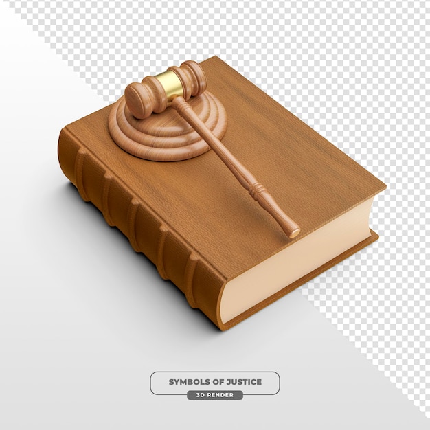 Символы справедливости Книга законов и молоток в 3D