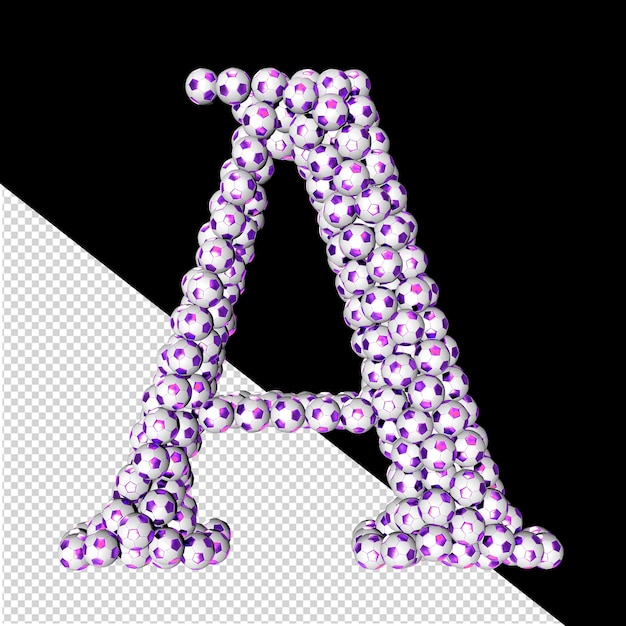 PSD symbols made from purple soccer balls letter a