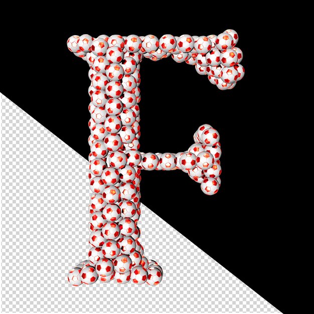 PSD 赤いサッカーボールから作られたシンボル 文字f