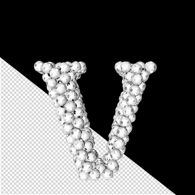 Symbols made from silver soccer balls letter v