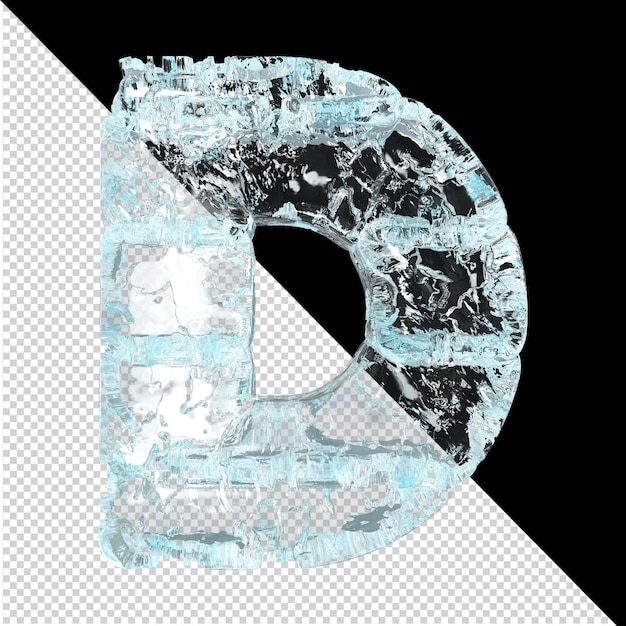 Symbols made of ice on a transparent background. 3d letter d