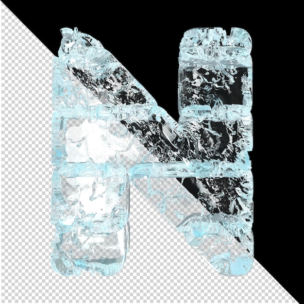 Symbols made of ice on a transparent background. 3d letter n