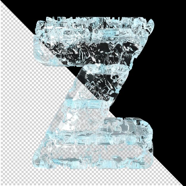 Symbols made of ice on a transparent background. 3d letter z