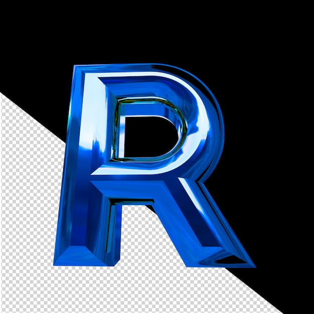 Symbool gemaakt van blauw met afgeschuinde letter r
