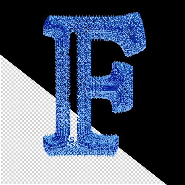 Symbool gemaakt van blauwe dollar 3d ondertekent letter f