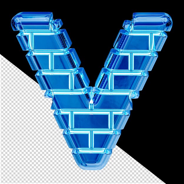 PSD symbool gemaakt van blauwe ijsbakstenen letter v