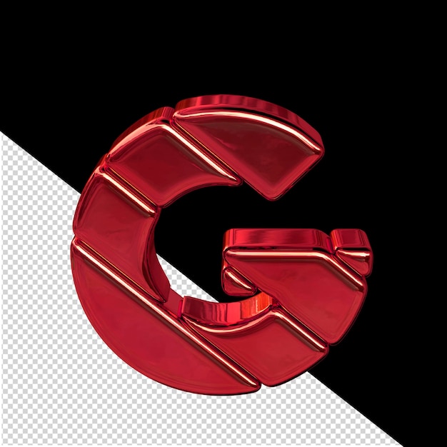 PSD symbool gemaakt van diagonale rode 3d blokken letter g