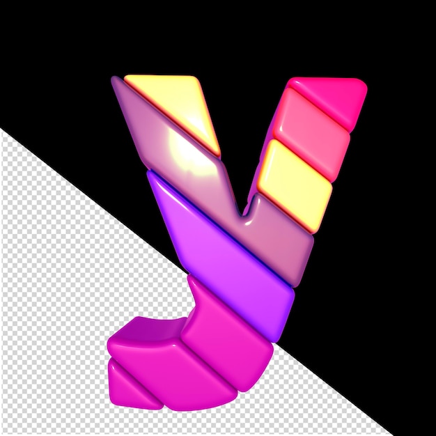 PSD symbool gemaakt van gekleurde diagonale blokken letter y