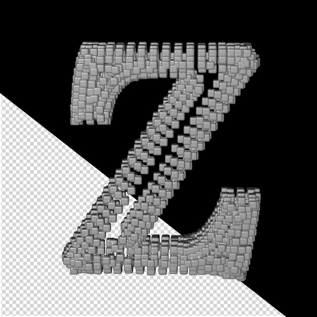 PSD symbool gemaakt van grijze 3d-blokjes. letter z