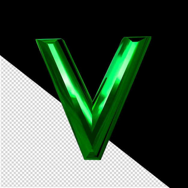 PSD symbool gemaakt van groen met afgeschuinde letter v