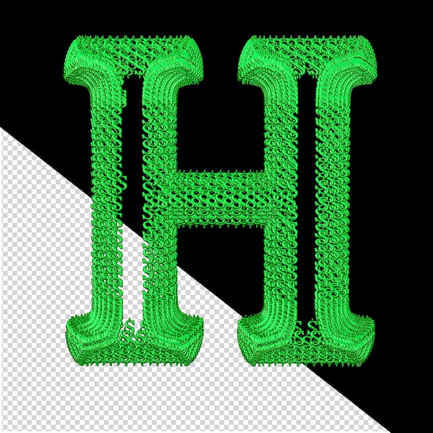 PSD symbool gemaakt van groene dollar 3d tekenen letter h