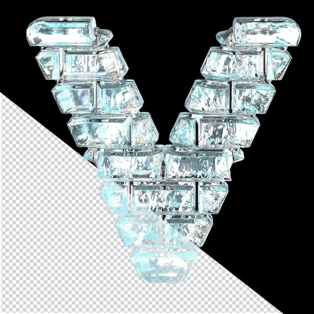 Symbool gemaakt van horizontale ijsbakstenen letter v