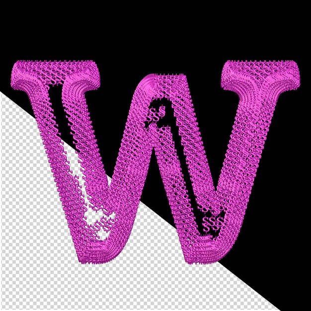 Symbool gemaakt van paarse 3d dollartekens letter w