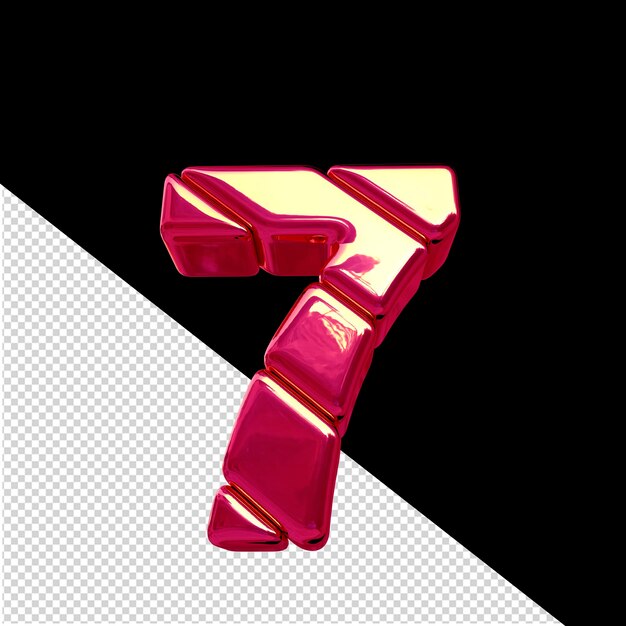 PSD symbool gemaakt van roze diagonale blokken nummer 7