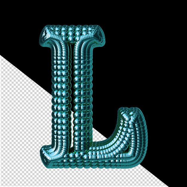Symbool gemaakt van turquoise bollen letter l