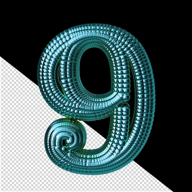 PSD symbool gemaakt van turquoise bollen nummer 9