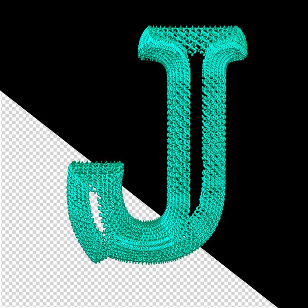 Symbool gemaakt van turquoise dollar 3d ondertekent letter j