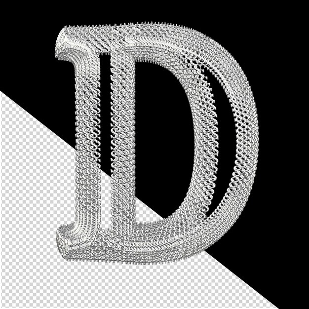 Symbool gemaakt van zilveren dollartekens letter d