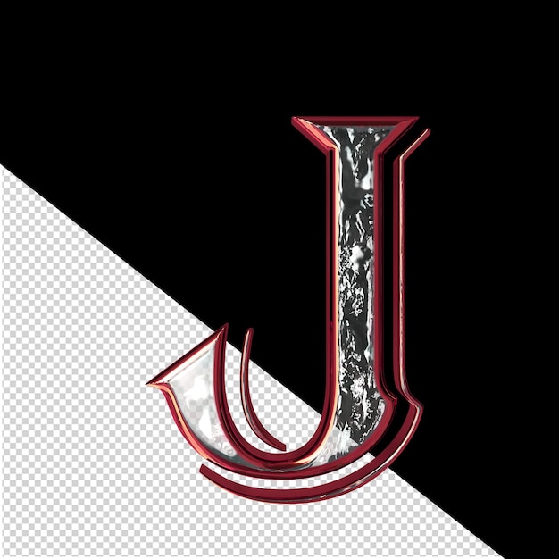 PSD symbool in een rood kader letter j