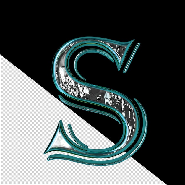 Symbool in een turquoise kaderletter s