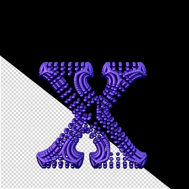 PSD symbool van kleine donkerpaarse 3d-bollen letter x