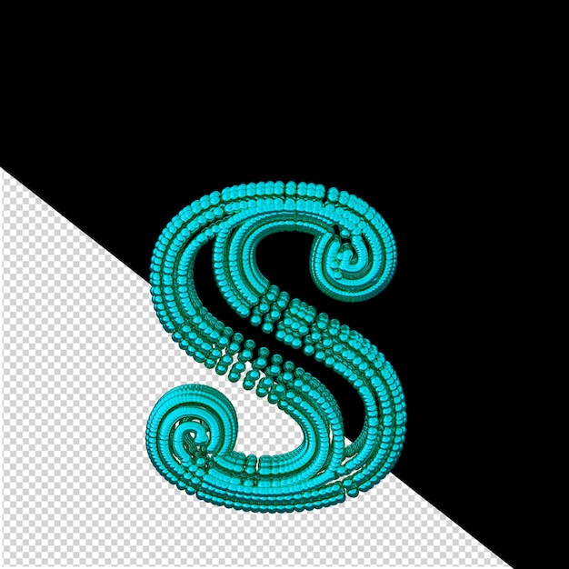 Symbool van kleine turquoise 3d bollen letter s