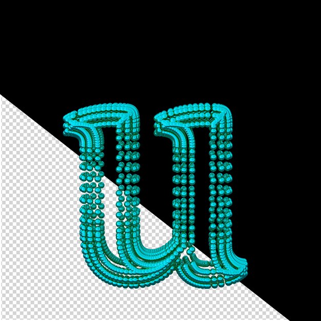 PSD symbool van kleine turquoise 3d bollen letter u