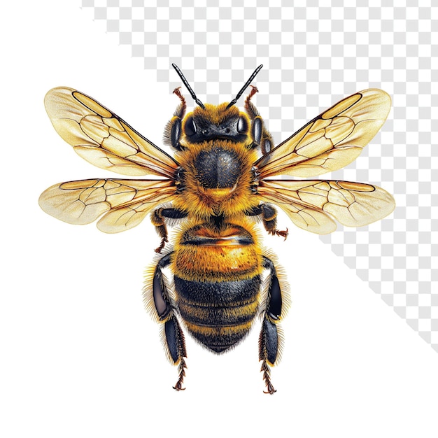 PSD symmetrical honey bee illustration attacking pose