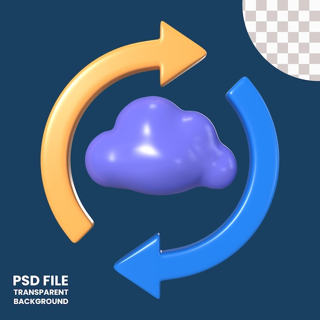 PSD synchronizacja chmury 3d ilustracja ikona