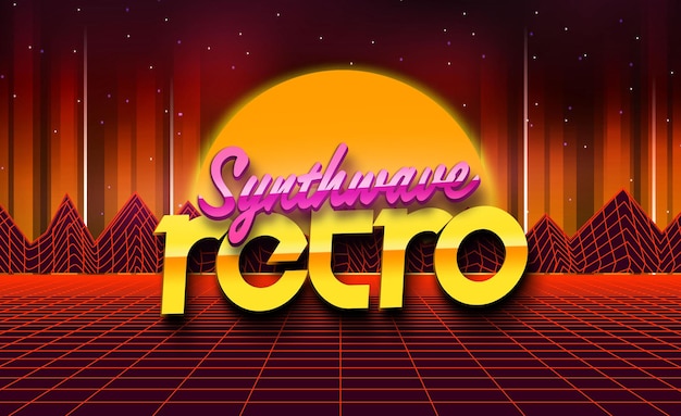 PSD synthwave retro tekst effect