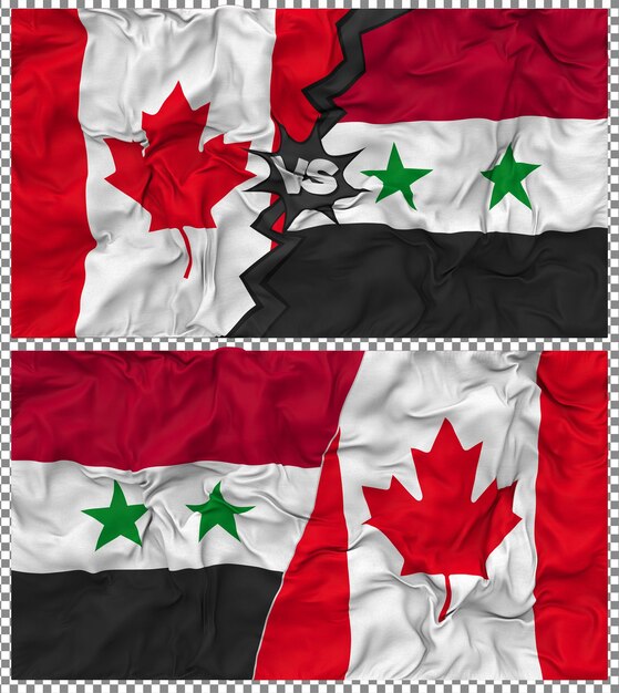 Syria przeciwko Kanadzie Półkombinowana flaga Tkanina Bump Texture Rendering 3D