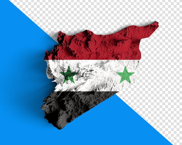 시리아 지형도 3d 현실적인 시리아지도 색상 질감과 강 3d 그림