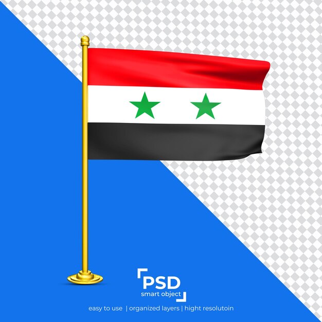 PSD bandiera sventolante della siria isolata su sfondo trasparente